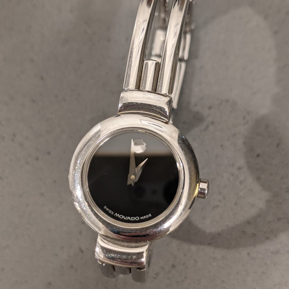Movado 84.A1.809.A Silver Watch with Black Face